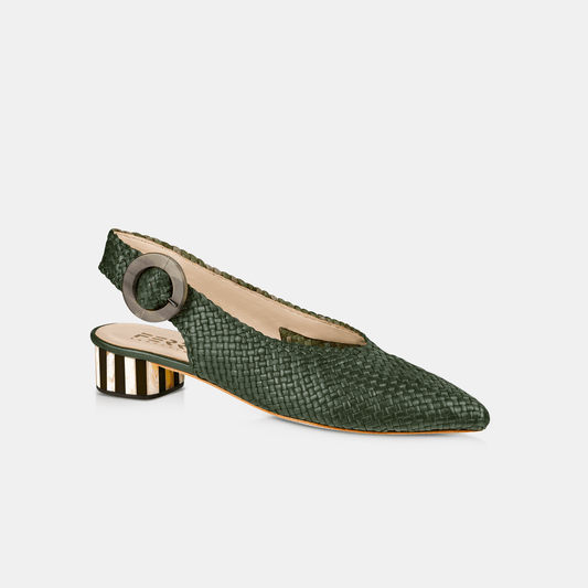 Sapato Bico Fino Tressê Verde - Ferri São Paulo