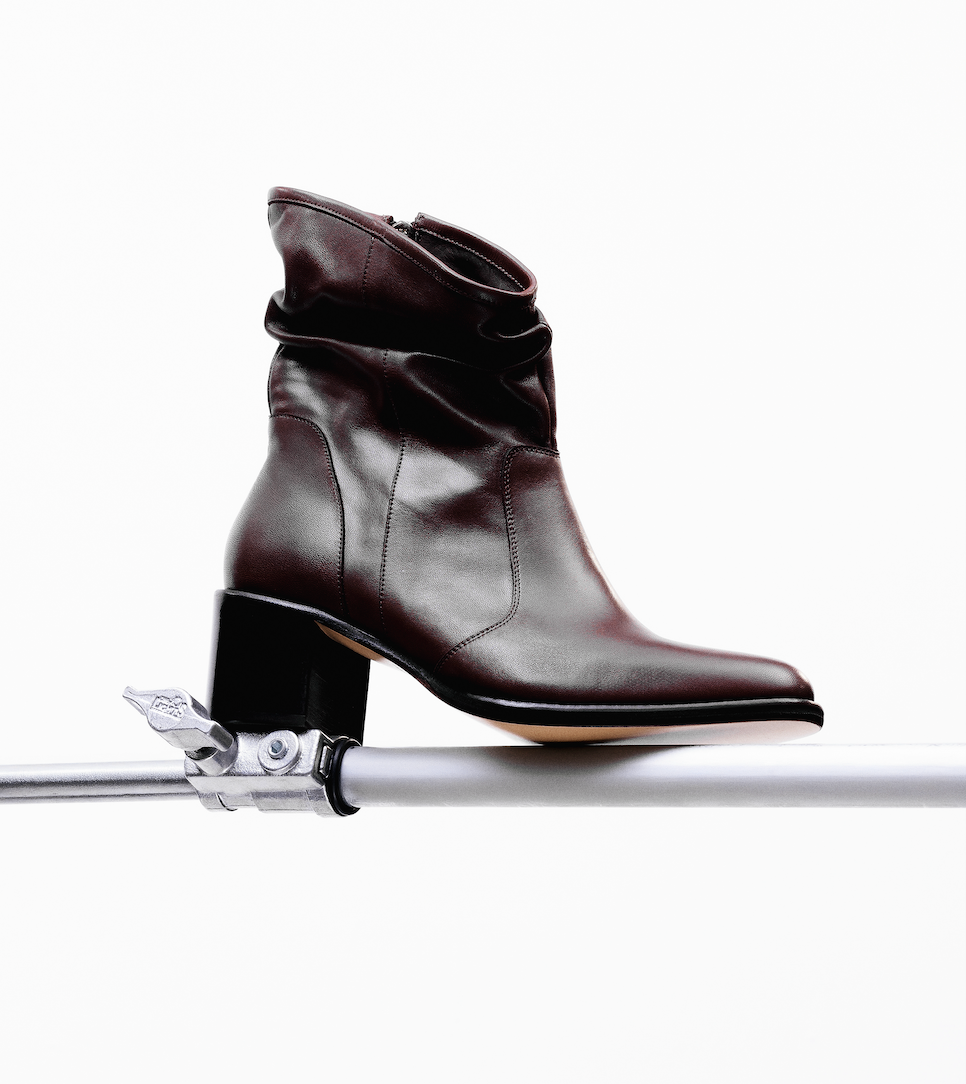 Bota Salto Alto Drapeada Marrom