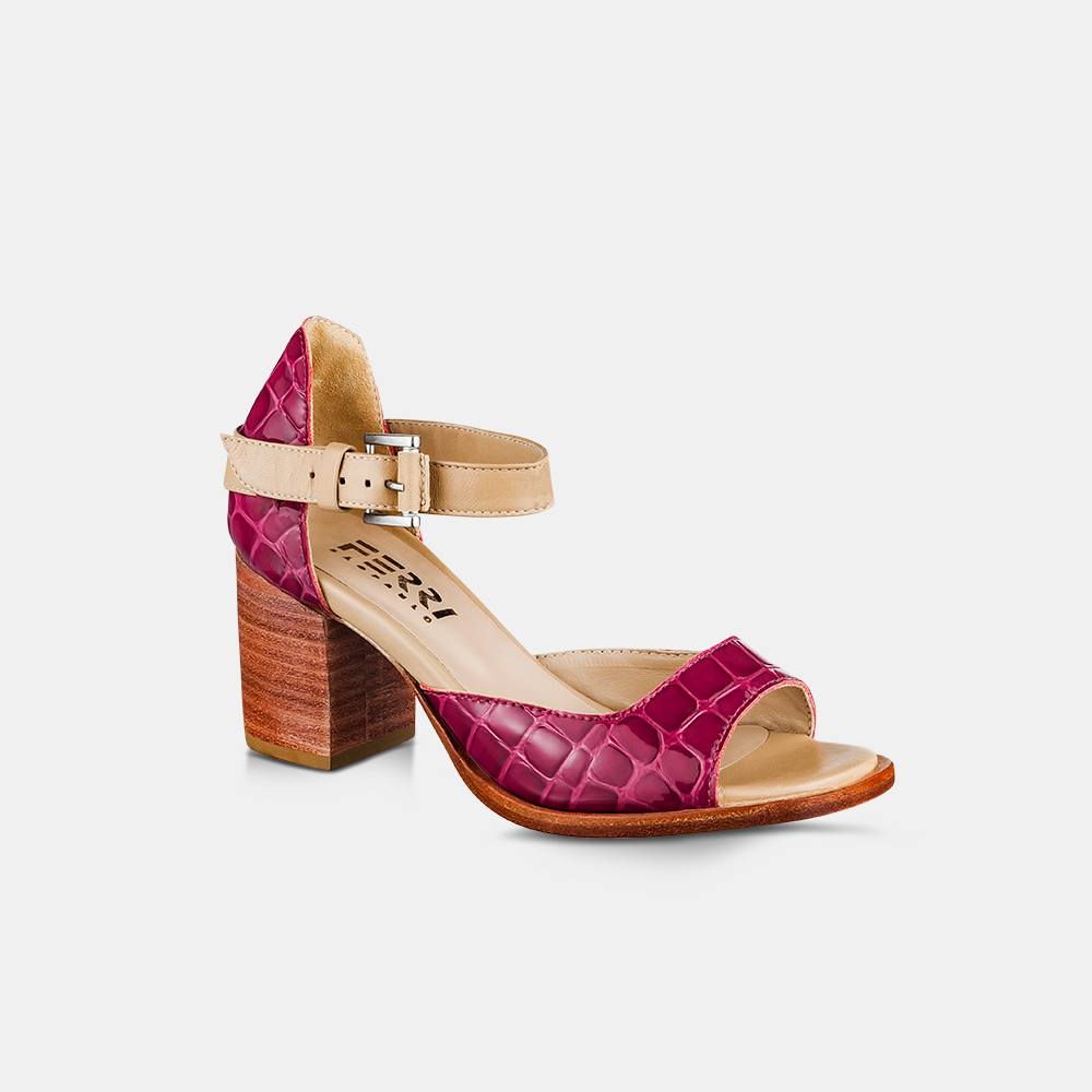 Sandália Croco Verniz Pink