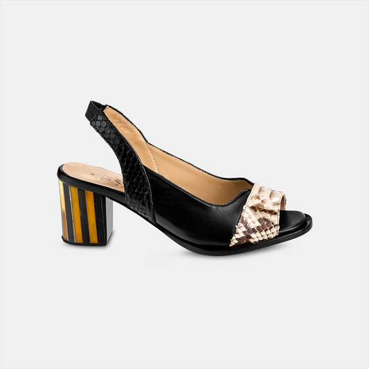 Sandália Peep Toe Python