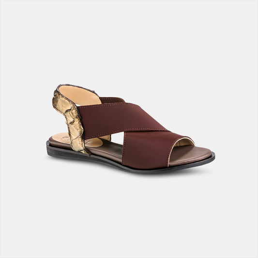 Sandália Flat Pirarucu Elastano Brown