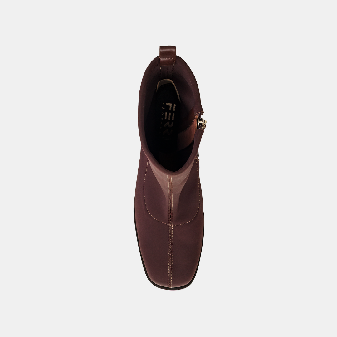 Bota Salto Alto Drapeada Marrom