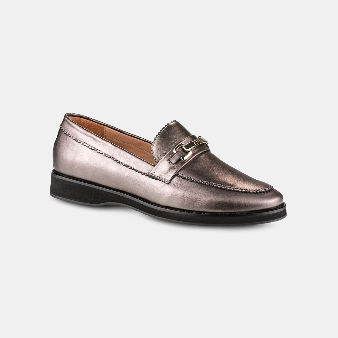 Mocassim Feminino Couro Metalizado