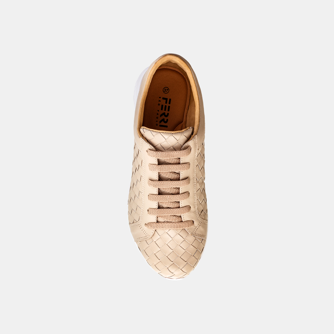 Tênis Couro Tressê Off White