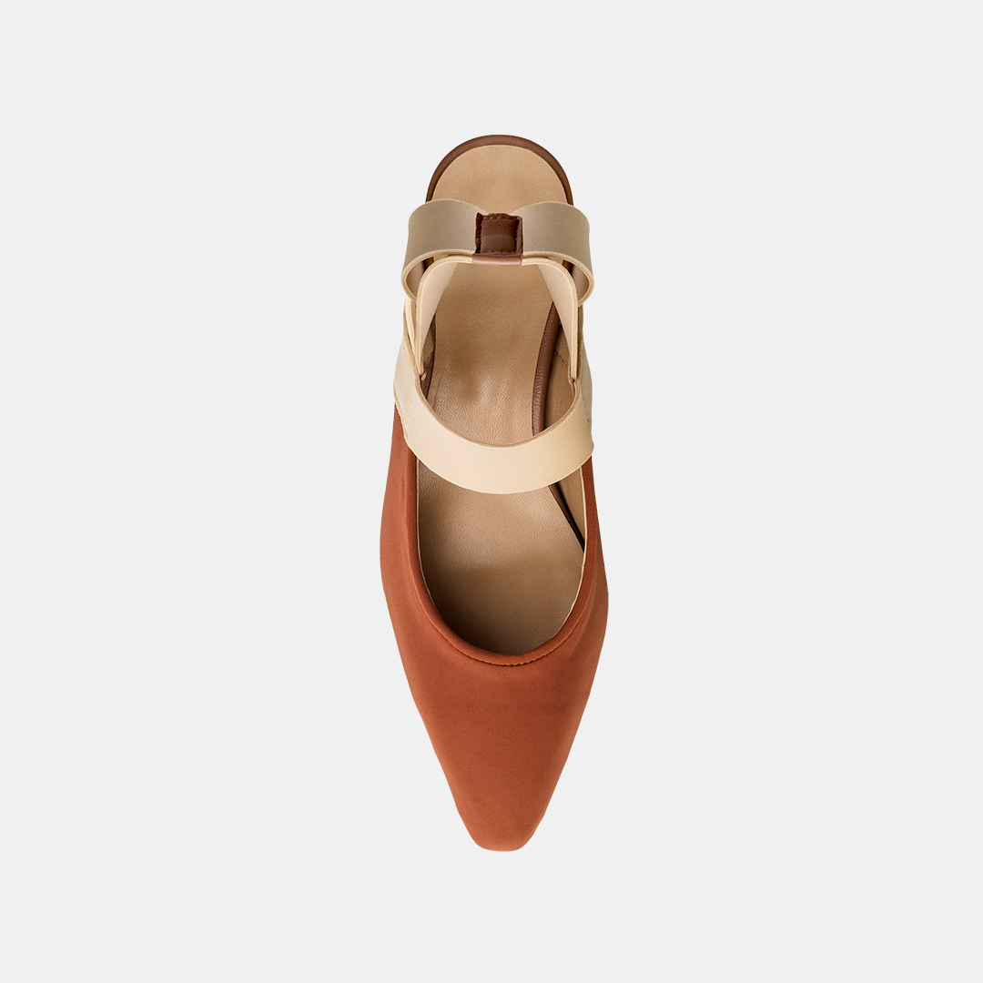 Scarpin Elastano Bicolor Terracota