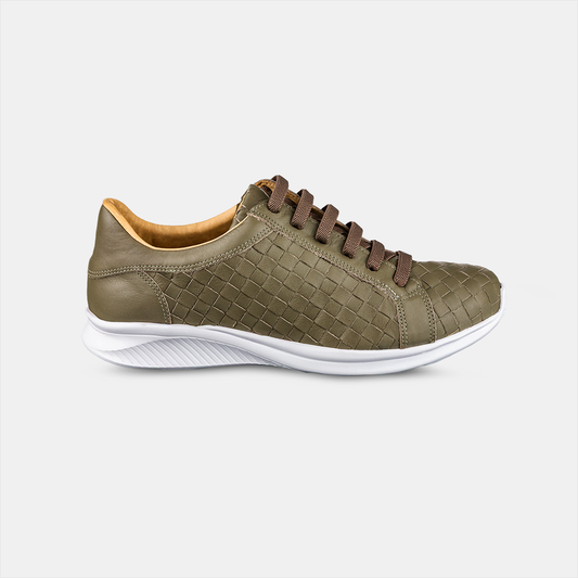 Tênis Couro Tressê Oliva