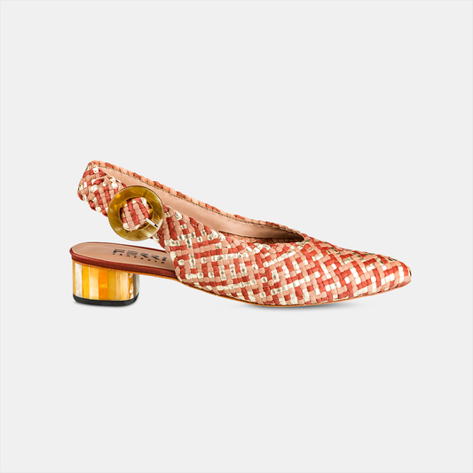 Sapato Bico Fino Tressê Canela