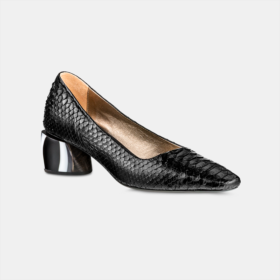 Scarpin Python Salto Acrílico Black