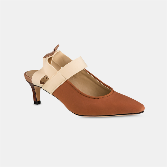 Scarpin Elastano Bicolor Terracota
