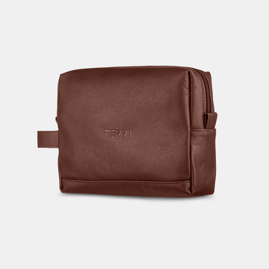 Necessaire Alça Couro Camel - Ferri São Paulo