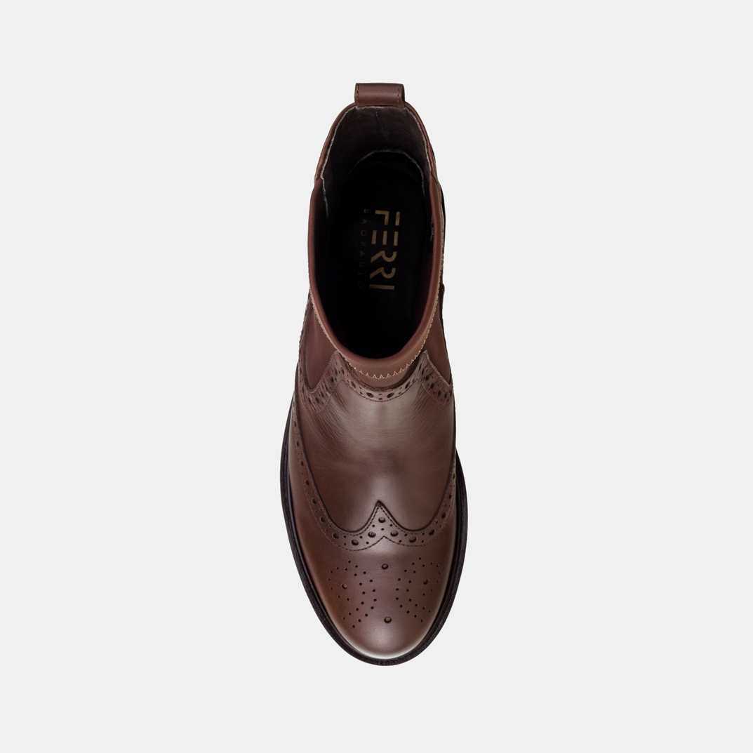 Bota Brogue Cano Médio Café