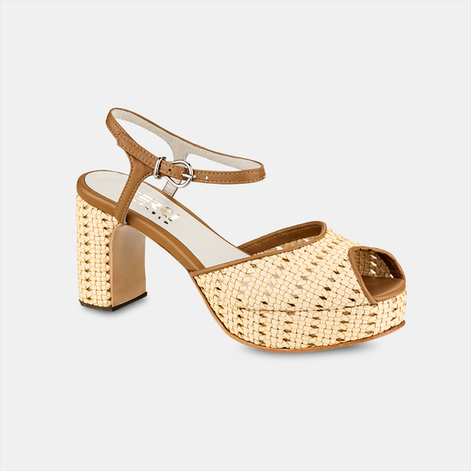 Sandália Plataforma Tressê Bege