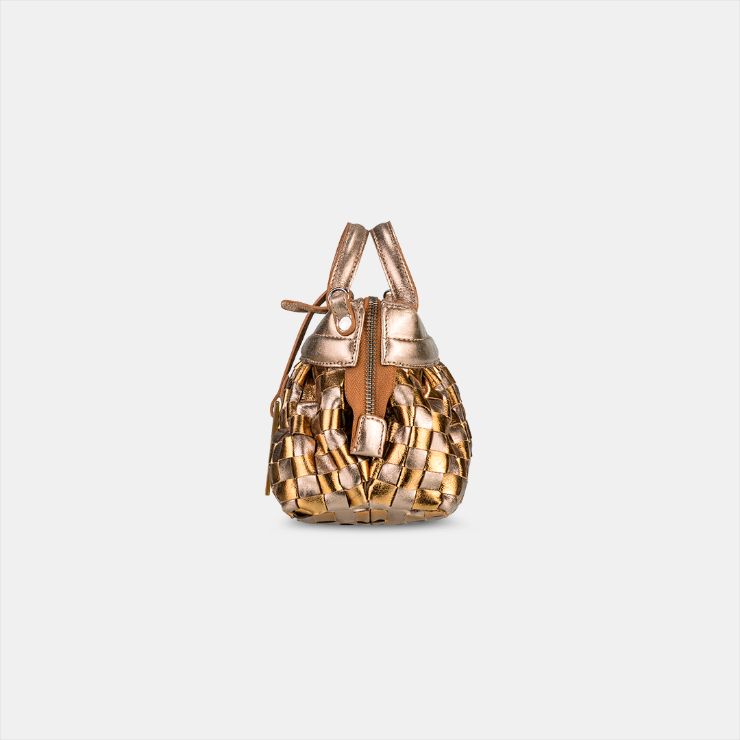 Bolsa Lulu Pequena Tressê Metalizado Prata