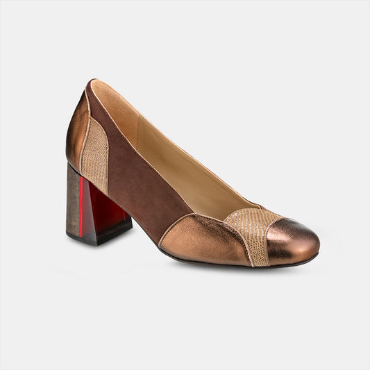 Scarpin Salto Alto Ouro Velho
