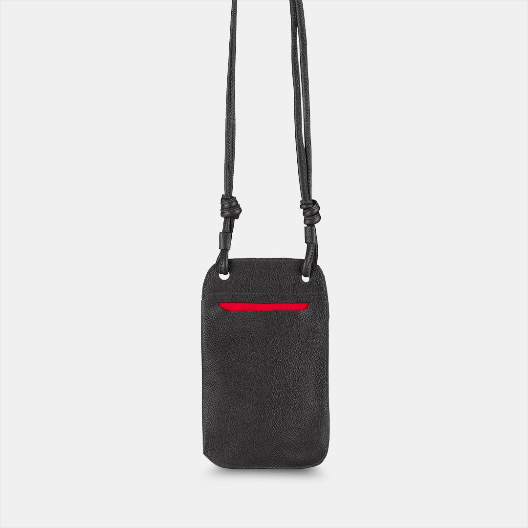 Porta Celular de Couro Preto