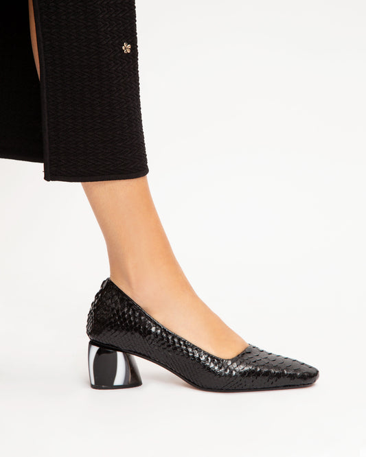 Scarpin Python Salto Acrílico Black