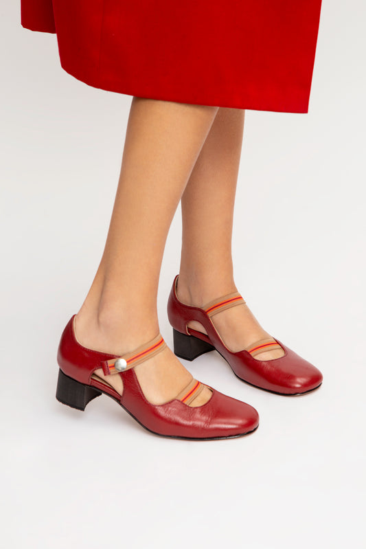 Sapato Boneca Elástico Cereja