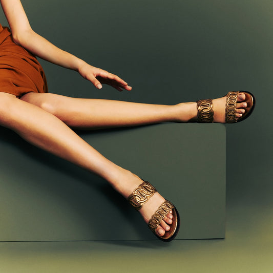 Sandália Flat Elos Gold