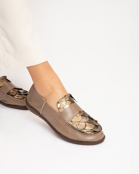 Mocassim Feminino Pirarucu Metalizado