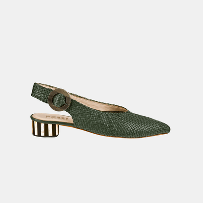 Sapato Bico Fino Tressê Verde
