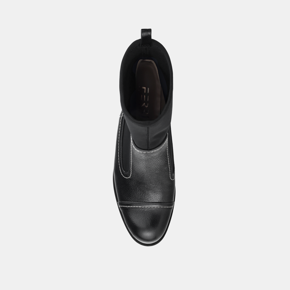 Bota Couro e Elastano