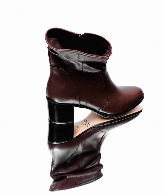 Bota Salto Alto Drapeada Marrom