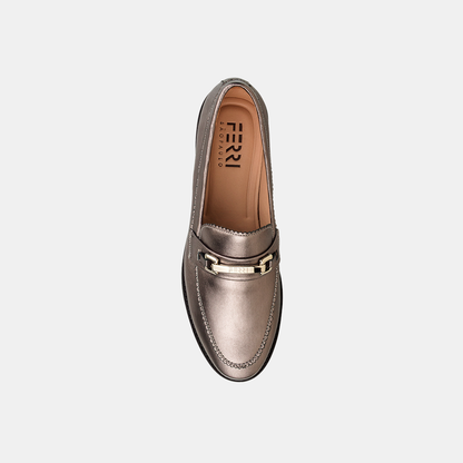 Mocassim Feminino Couro Metalizado