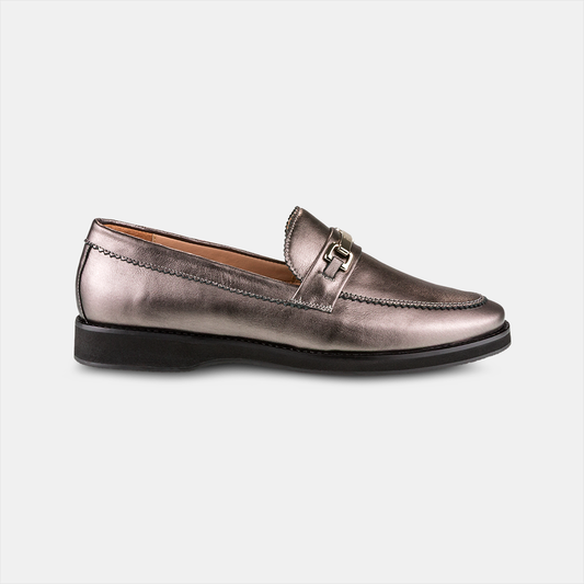 Mocassim Feminino Couro Metalizado