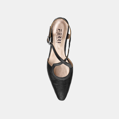 Scarpin Tiras Bico Fino Preto