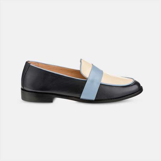Mocassim Flat Couro Blue