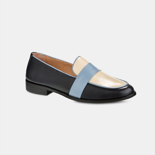 Mocassim Flat Couro Blue