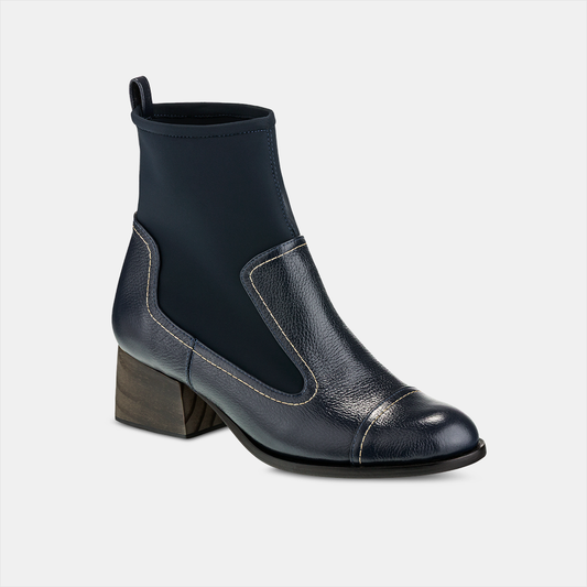 Bota Couro e Elastano Marinho