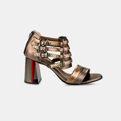 Sandália Olimpia Salto Acrílico Bronze