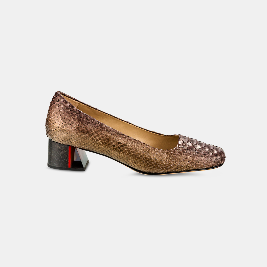 Scarpin Clássico Python Bronze