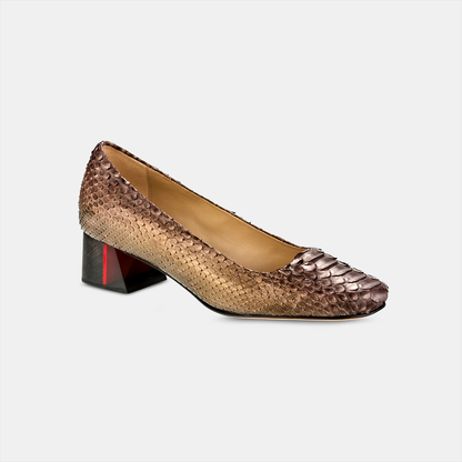 Scarpin Clássico Python Bronze