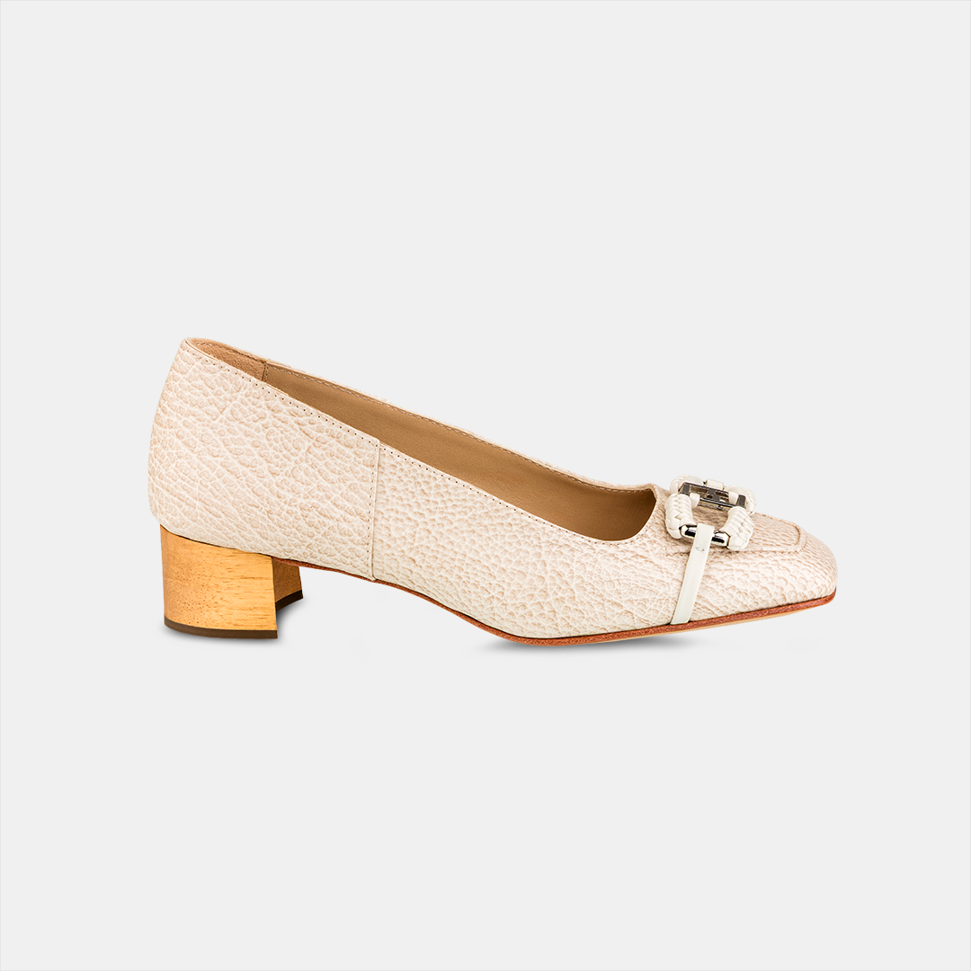 Scarpin Salto Médio Couro Texturizado