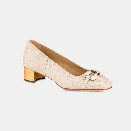 Scarpin Salto Médio Couro Texturizado