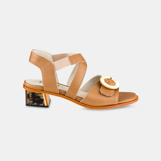 Sandália Salto Médio Atena Bege