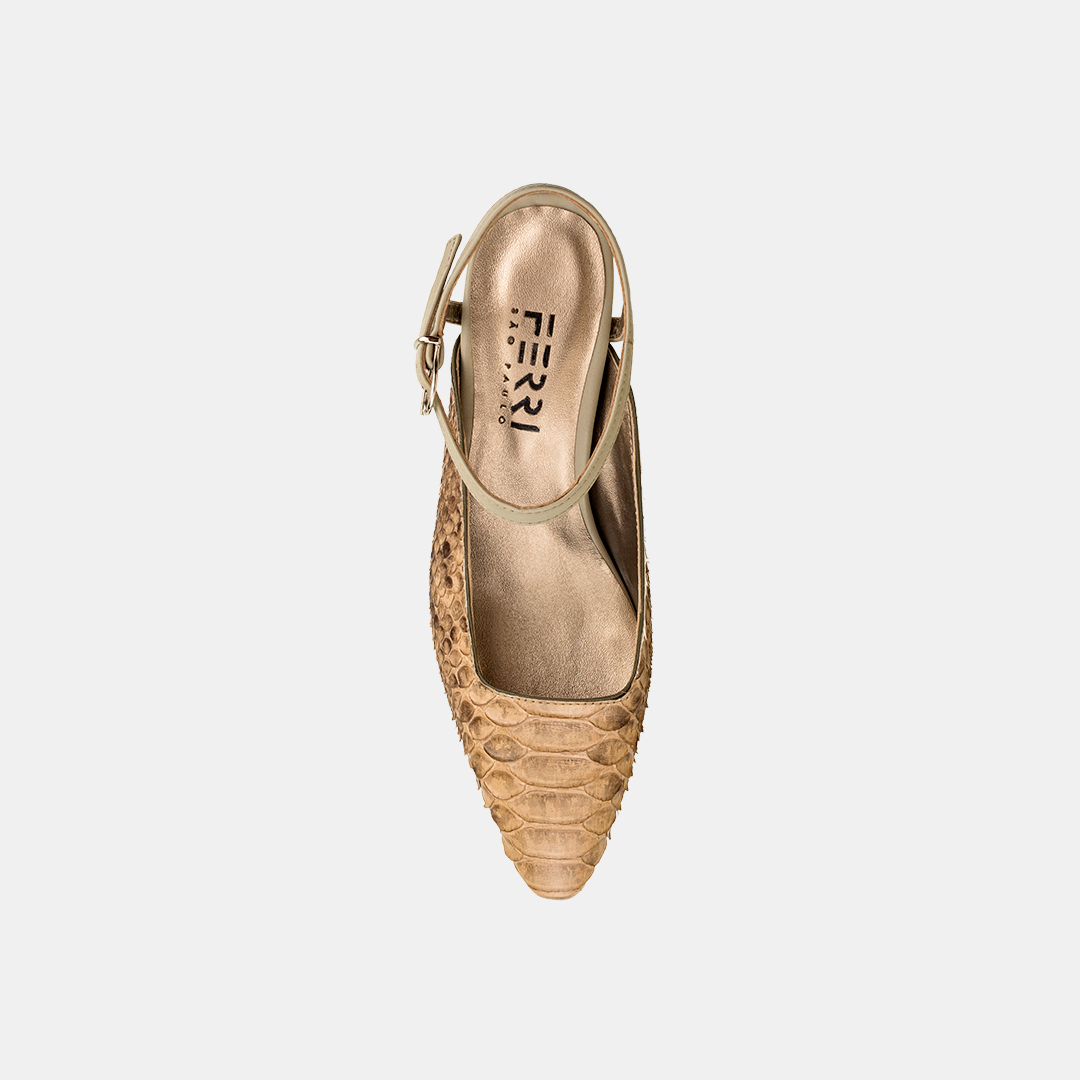 Sling Back Bico Fino Python