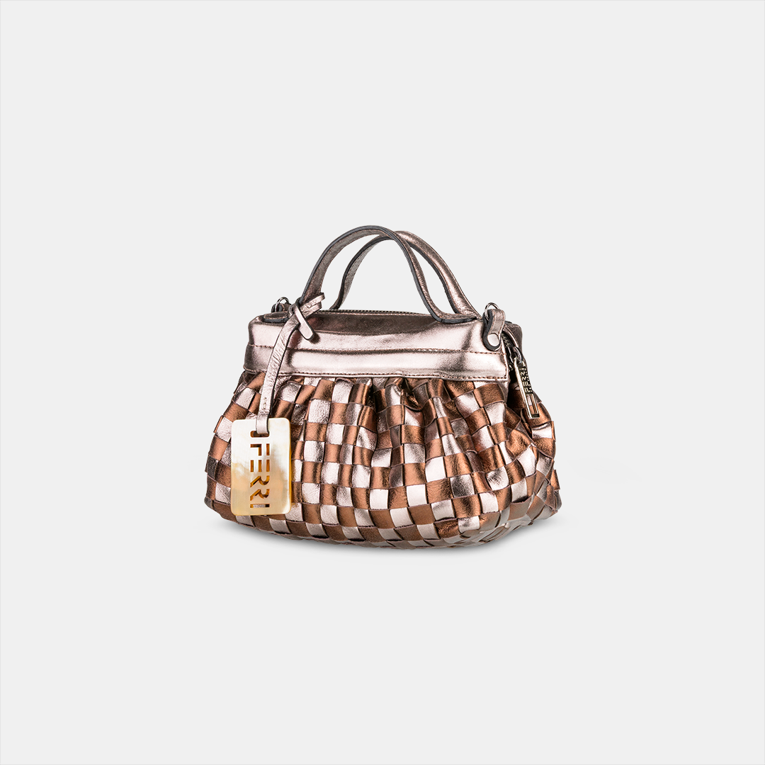 Bolsa Lulu Pequena Tressê Metalizado Ônix