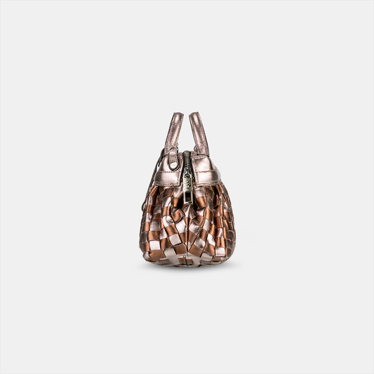 Bolsa Lulu Pequena Tressê Metalizado Ônix