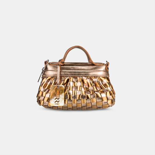 Bolsa Lulu Pequena Tressê Metalizado Prata