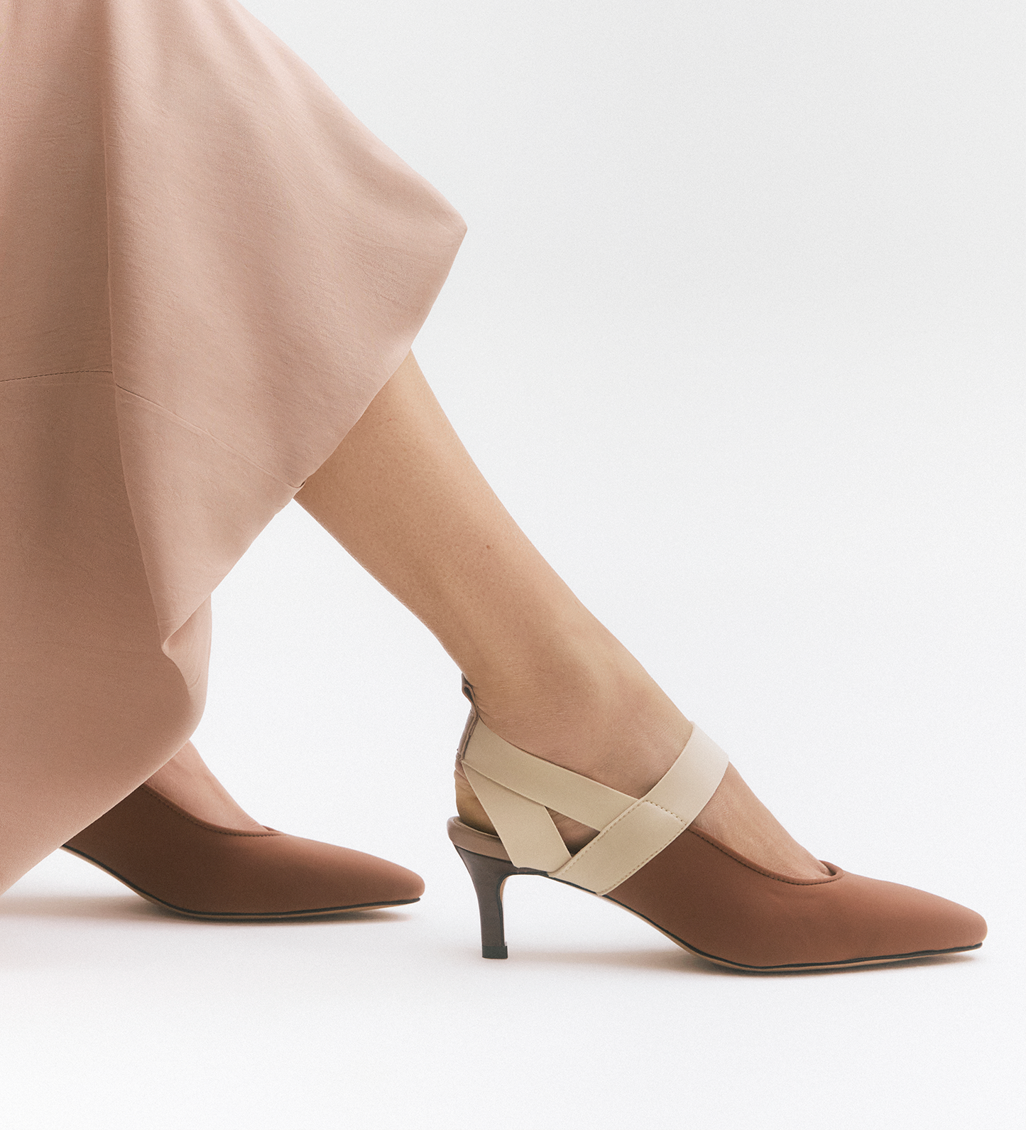 Scarpin Elastano Bicolor Terracota