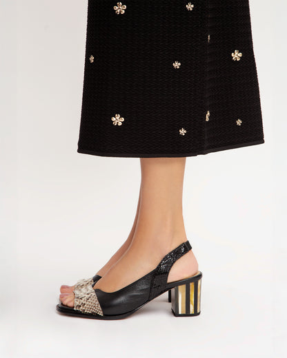 Sandália Peep Toe Python